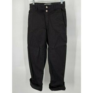 Zara Womens Size 2 Premium Denim Jeans High-Rise Cuffed Hem Zip Fly in Black EUC